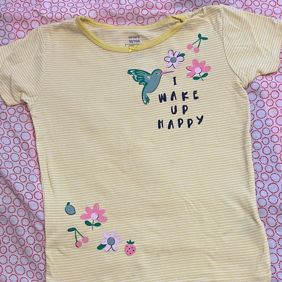 Carter's Other - Carter's Yellow Striped Tee with Hummingbird and Flowers